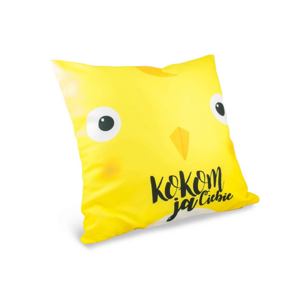 Żółta poduszka z nadrukiem Słupsk - poduszka kurczak