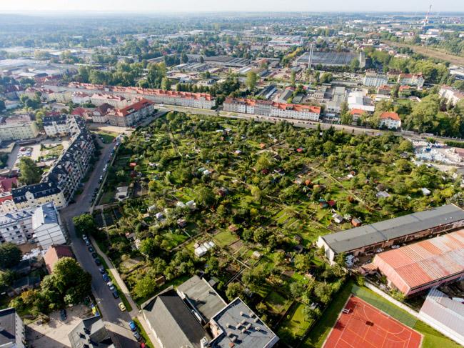 Panorama miasta Słupsk z widokiem na działki