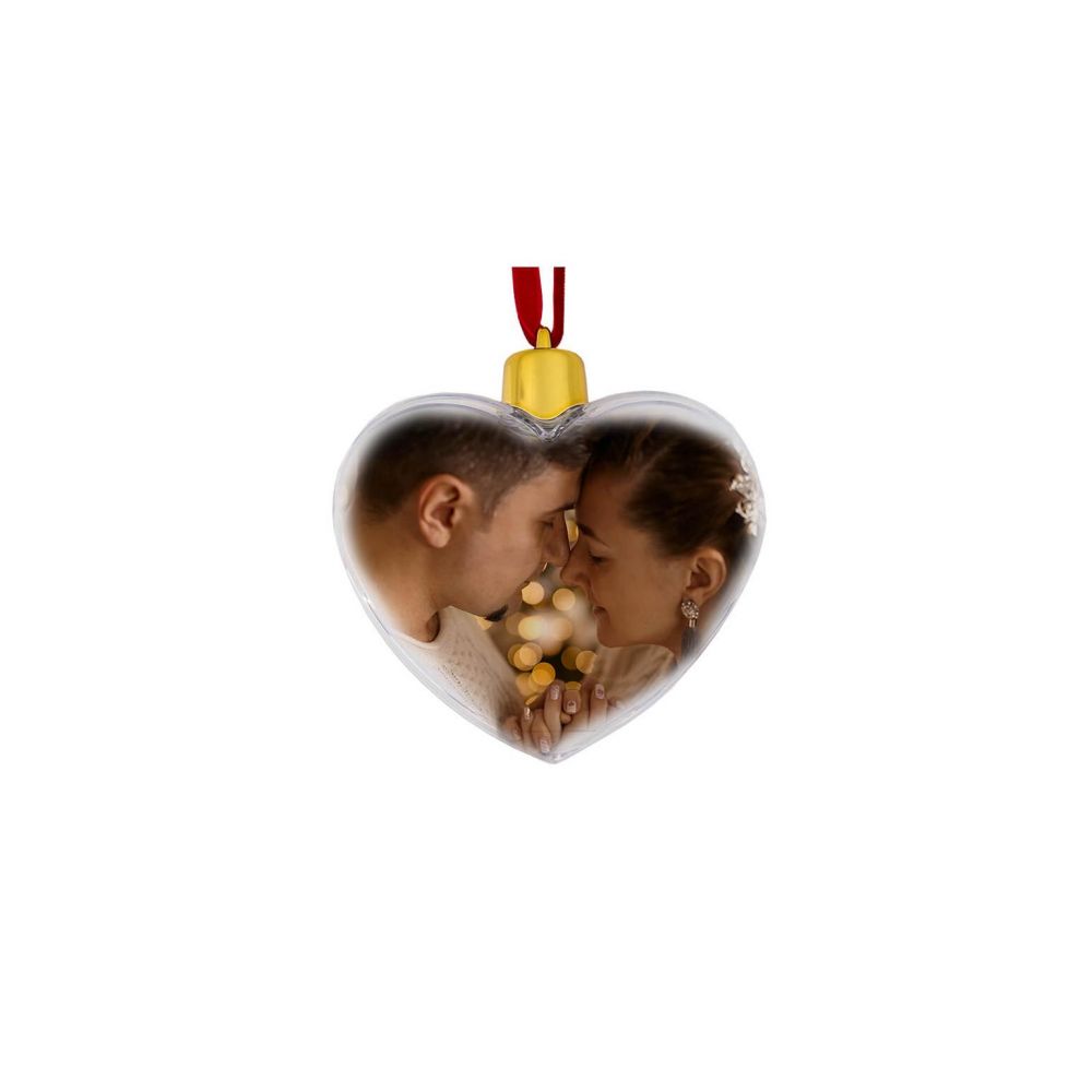 Bombka plastikowa na zdjęcie w kształcie serca – złota zatyczka